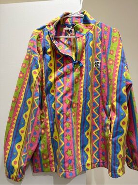 Unisex Lucy + Yak Sammy Polar Fleece in Groovy Stripe, size L